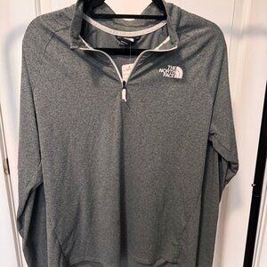 North Face Long Sleeve Quarter Zip Running Shirt - heather gray